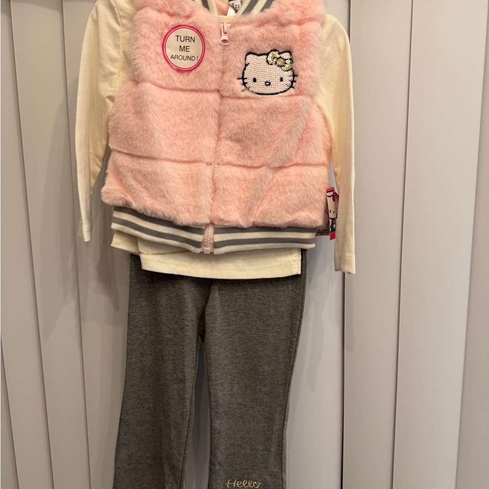 Hello Kitty Pink Vest and Gray Pants Set